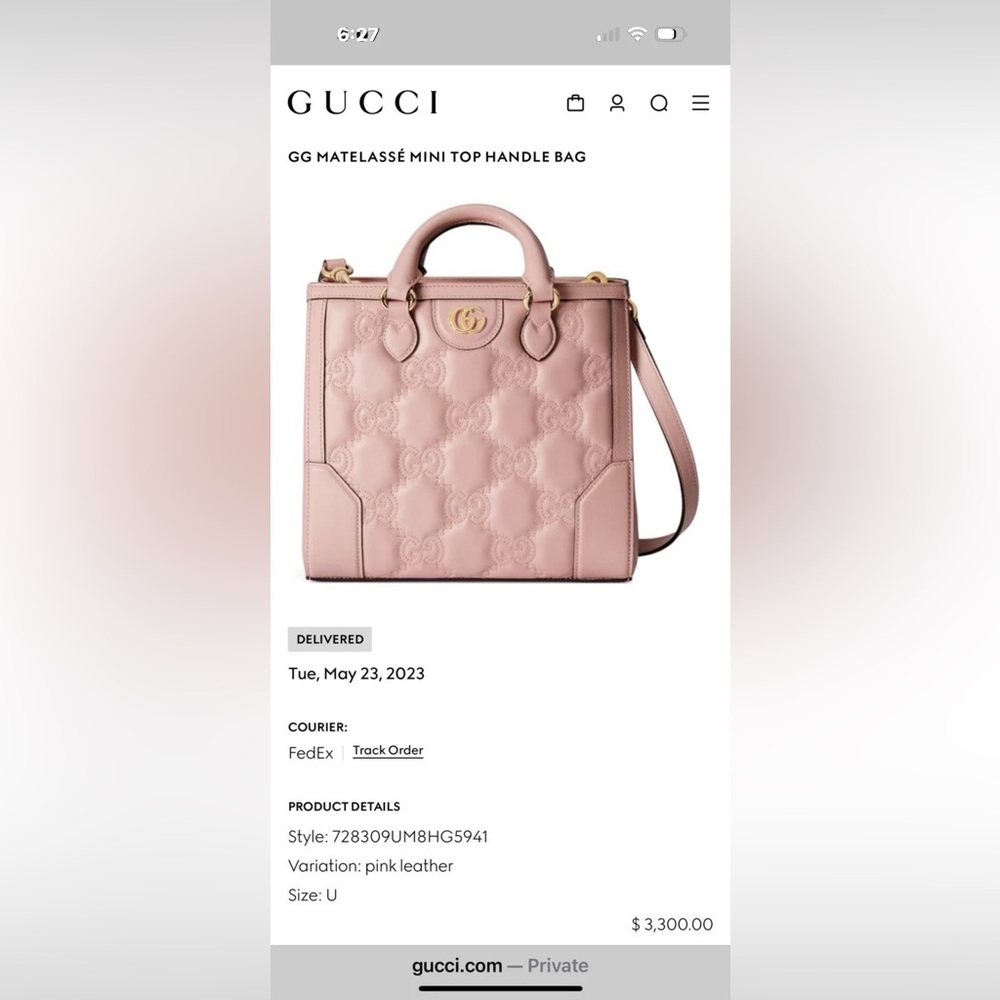 Gucci matelasse mini top handle bag